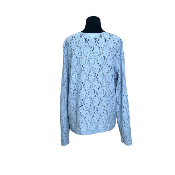 Modern Soul blue eyelet buttoned long sleeves blouse size Large - Picture 7 of 9